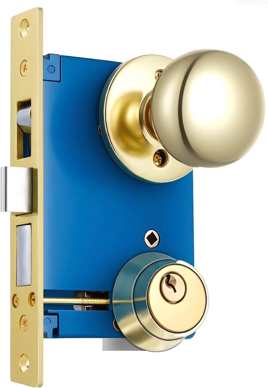 Tandefio 1 Set Double Cylinder Mortise Lock Iron Gate Ornamental Latch Set